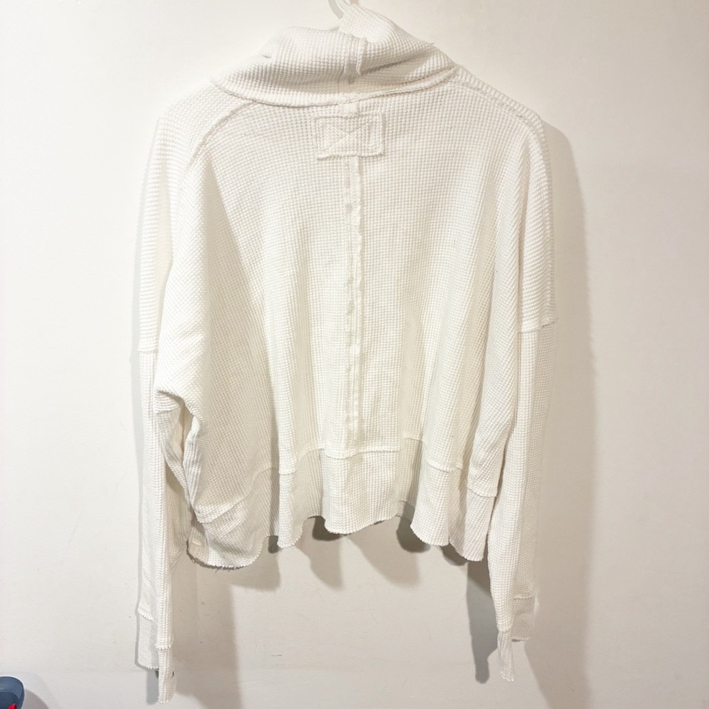Free People We The Free White Highland Turtleneck Waffle Knit Thermal Size XL - Picture 6 of 6